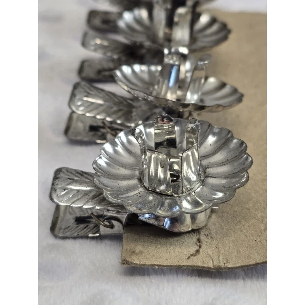 Vintage Christmas Tree Candle Clips Silver Lot Of 4 Original Xmas West Germany